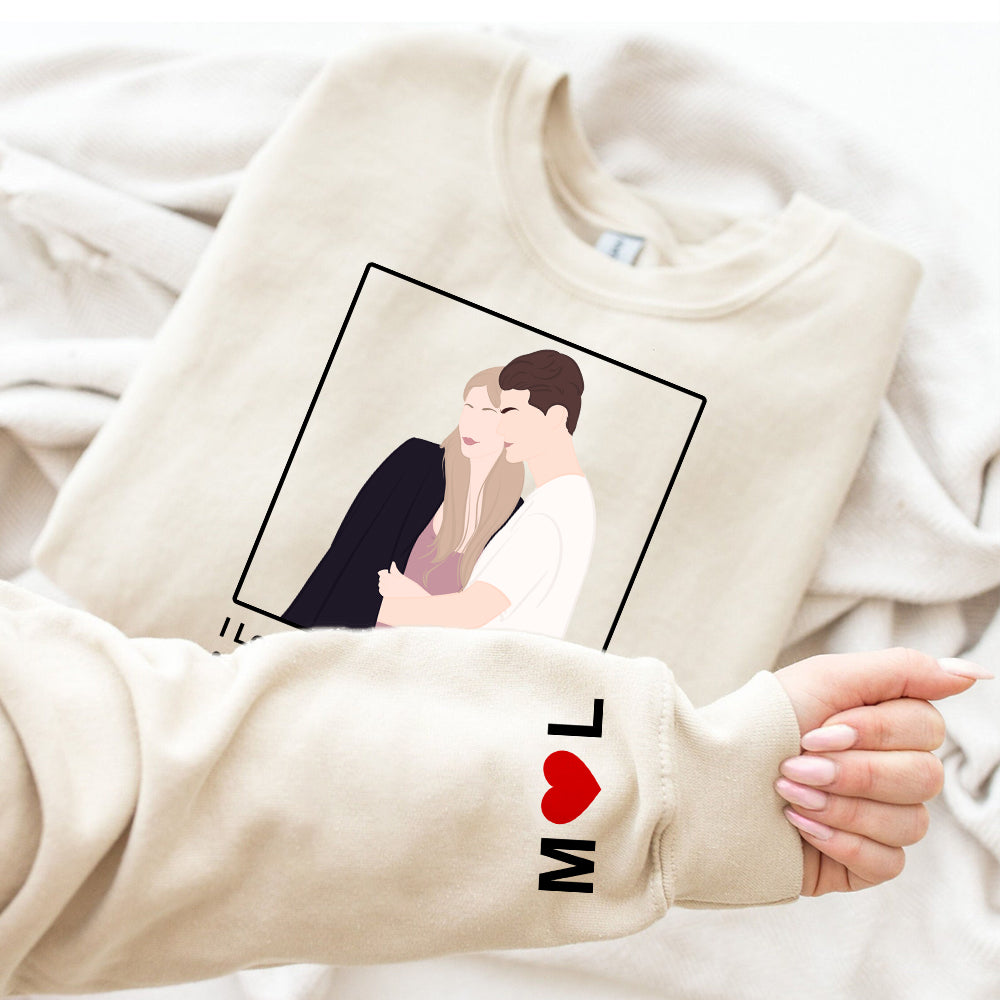 Personalized Couple Faceless Portrait With Song Printed Hoodie/Crewneck