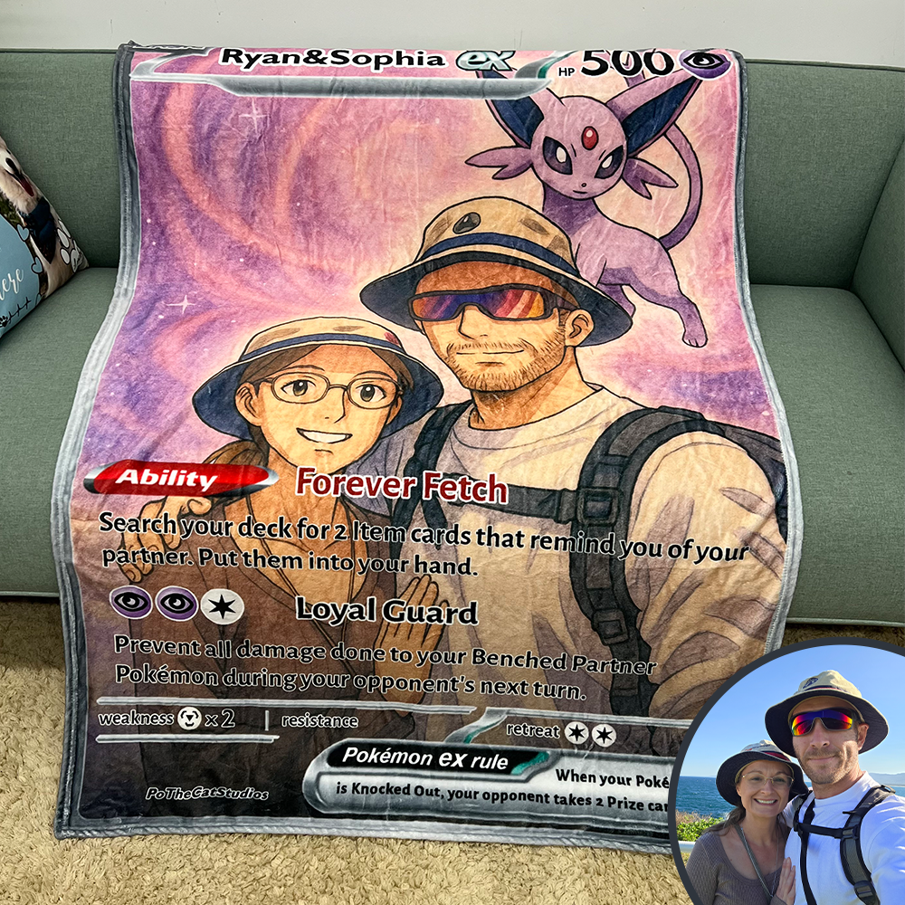Custom Anime Couple Pokecard Blanket V/Vmax/VSTAR/EX/GX/TRAINER Card Blanket