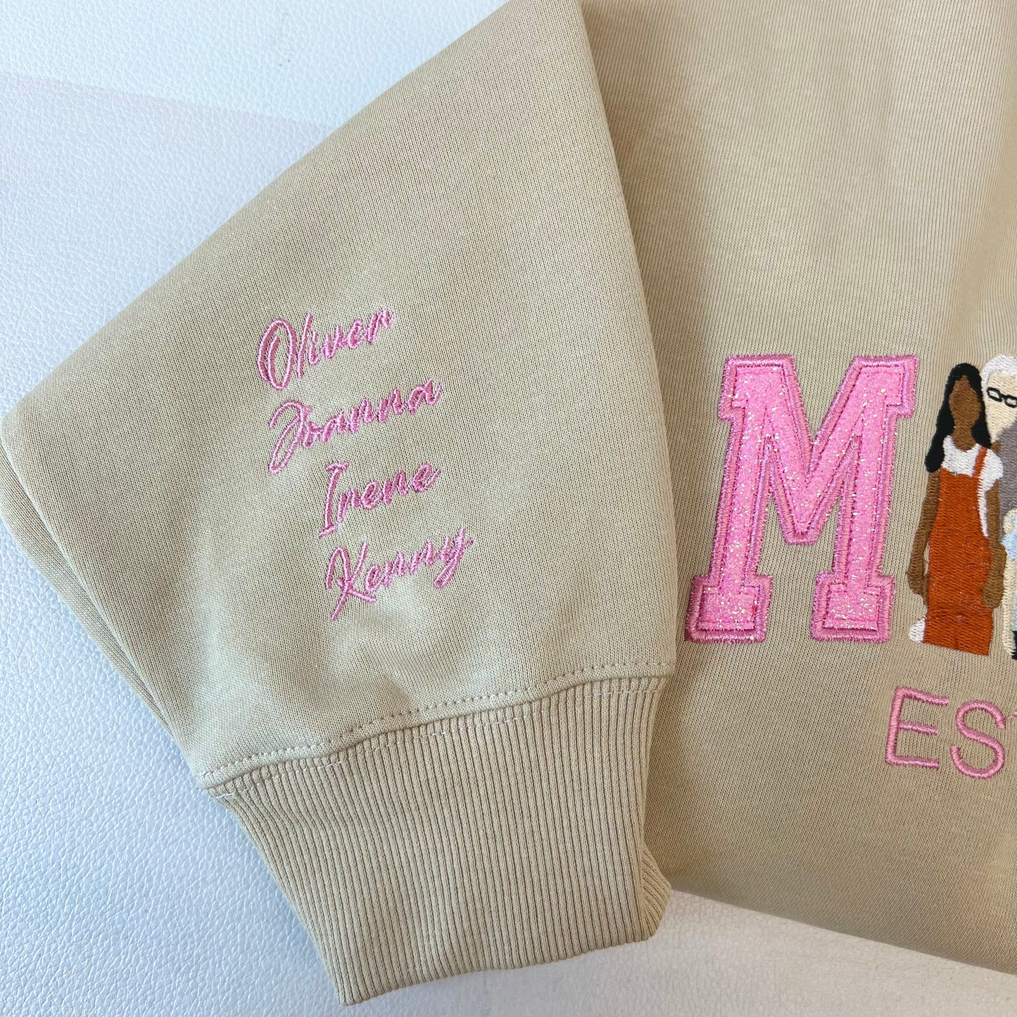 Personalized Embroidered Family Photo Glitter Hoodie Sweatshirt