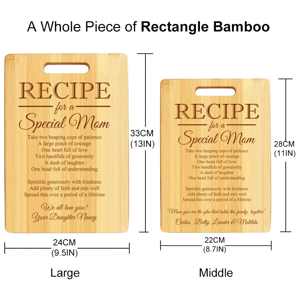 Personalized Recipe for a Special Mom Custom Cutting Board Gift for Mom