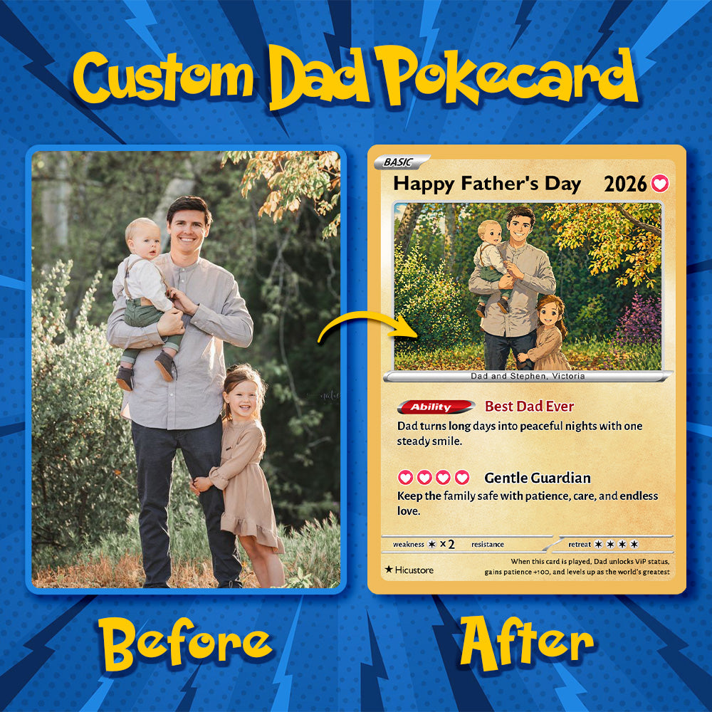 Custom Ability "Best Dad Ever" Base Set Card Pokecard For Pokedad