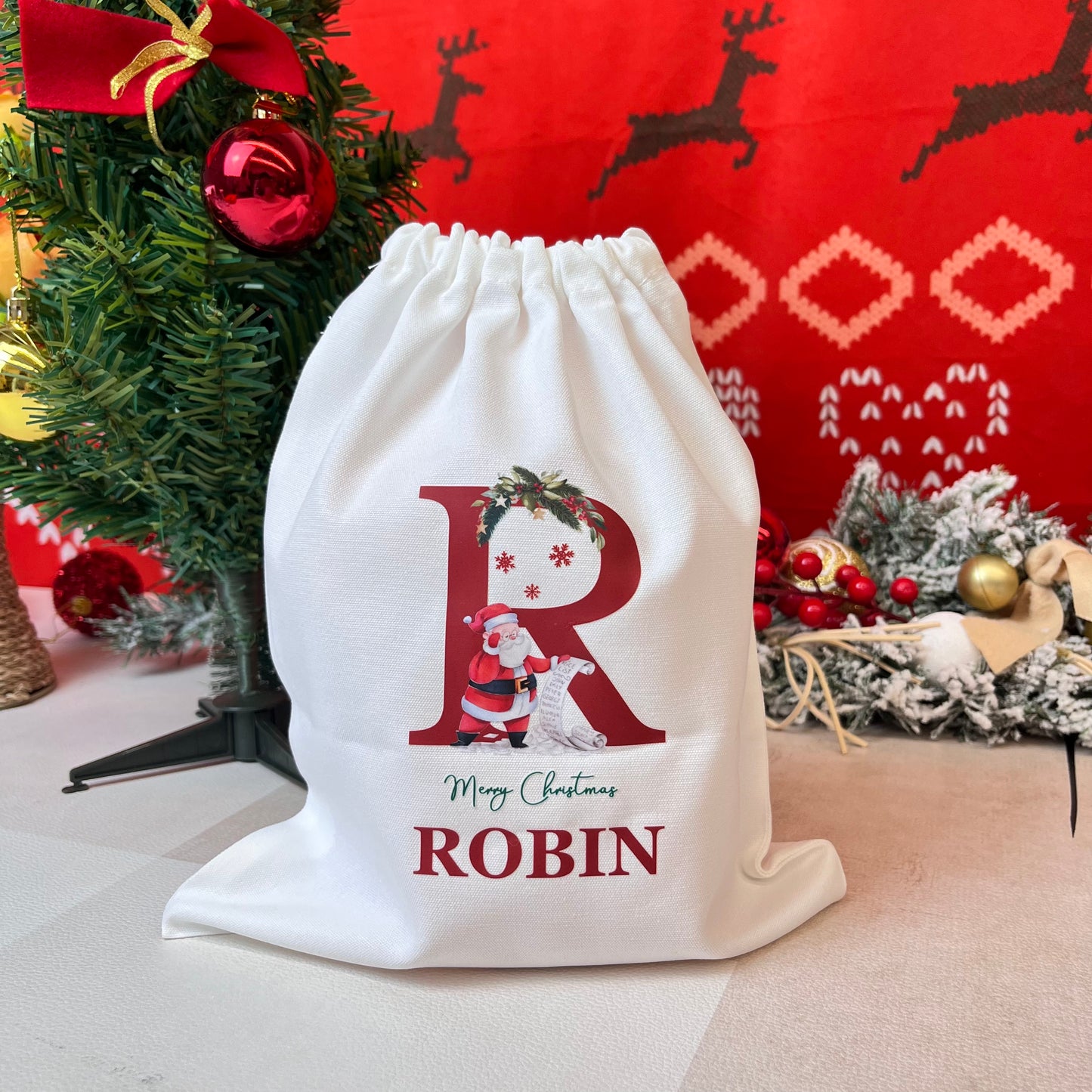 50%OFF⭐️Personalised Capital Letter Santa Family Gift Bag