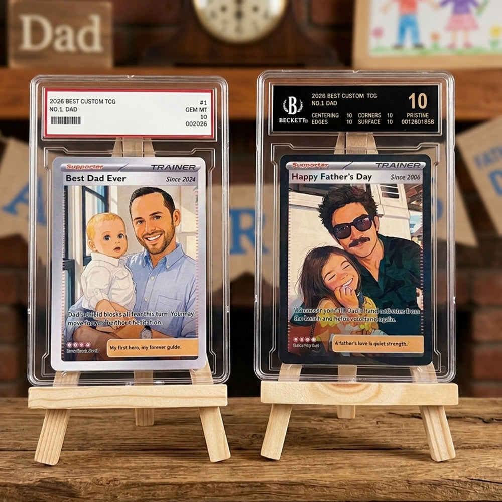50% OFF🖤Personalized Dad Anime Supporter Trainer Card Pokecard, Father's Day