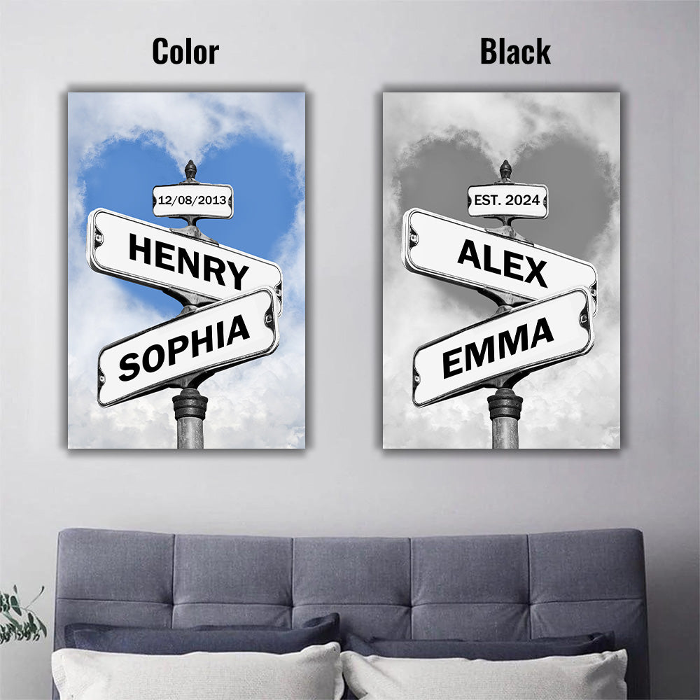 50%OFF⭐️Personalized Names Street Heart Sign Wall Art Frame For Couples Anniversary