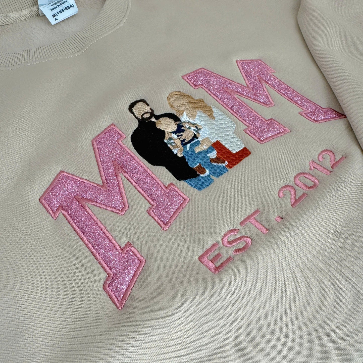 Personalized Embroidered Family Photo Glitter Hoodie Sweatshirt