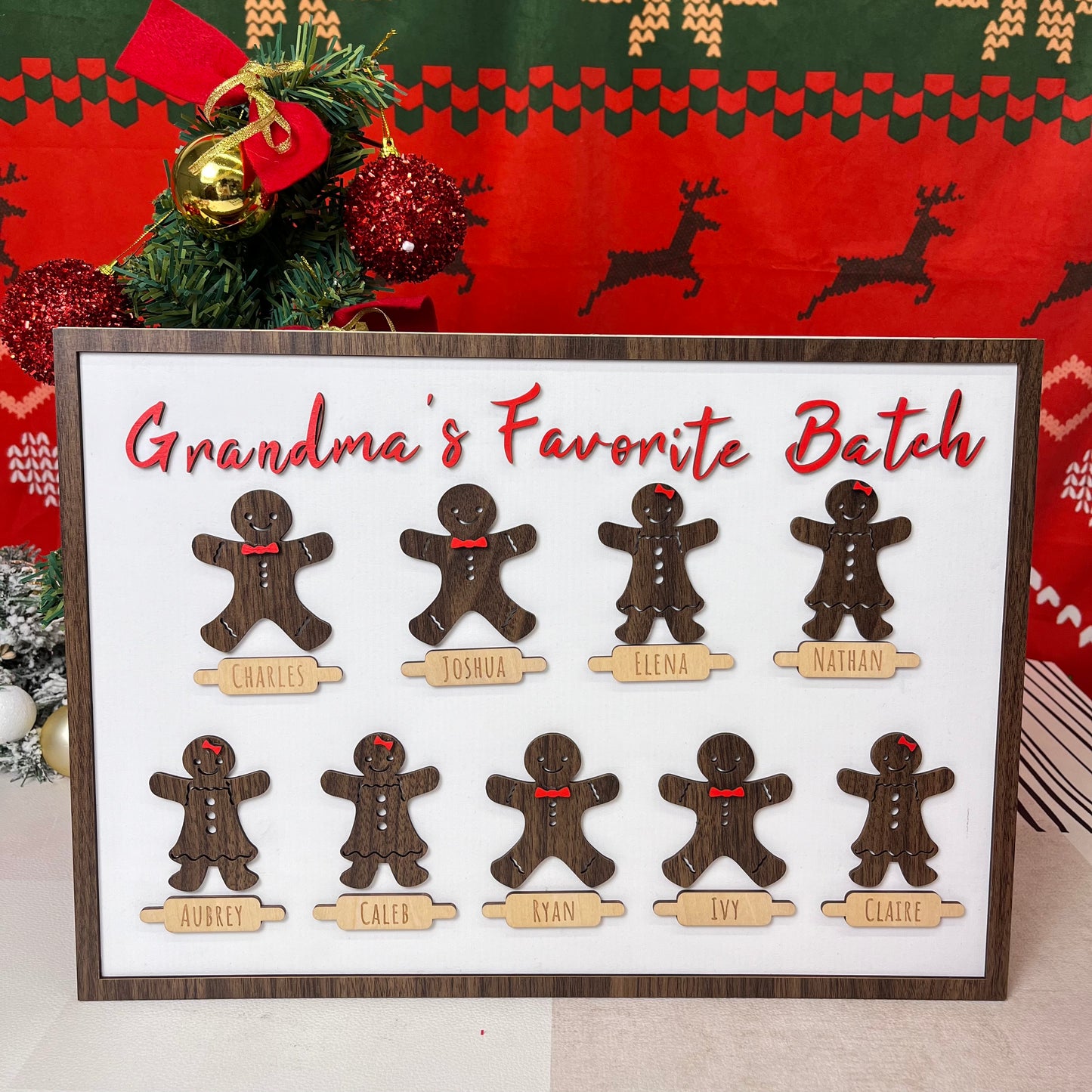 50%OFF⭐️Custom Gingerbread Man Family Name Wooden Frame