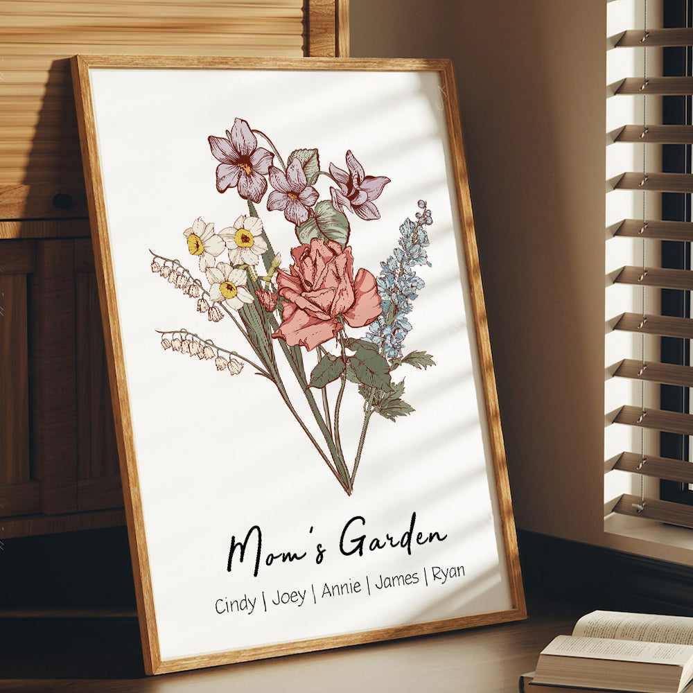 50%OFF⭐️Personalized Birth flower Bouquet Names Frame