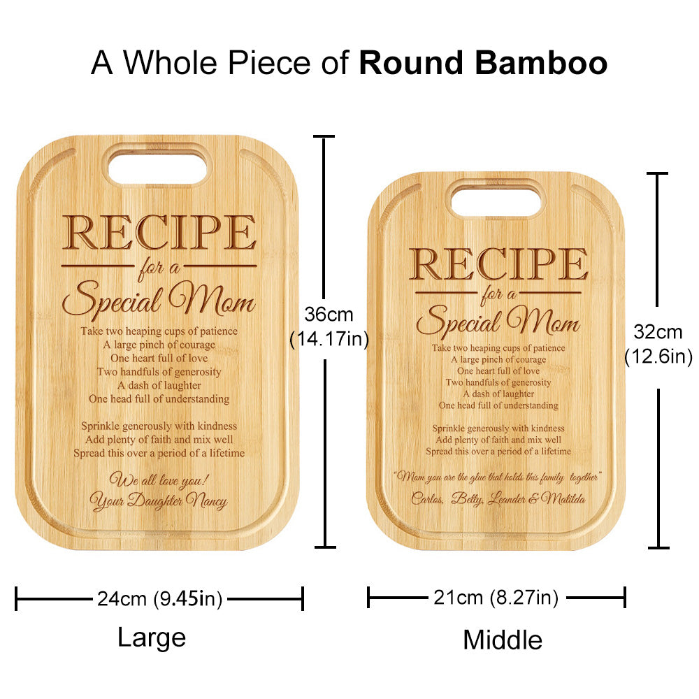 Personalized Recipe for a Special Mom Custom Cutting Board Gift for Mom