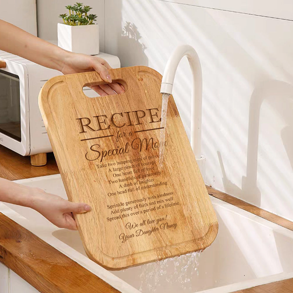 Personalized Recipe for a Special Mom Custom Cutting Board Gift for Mom