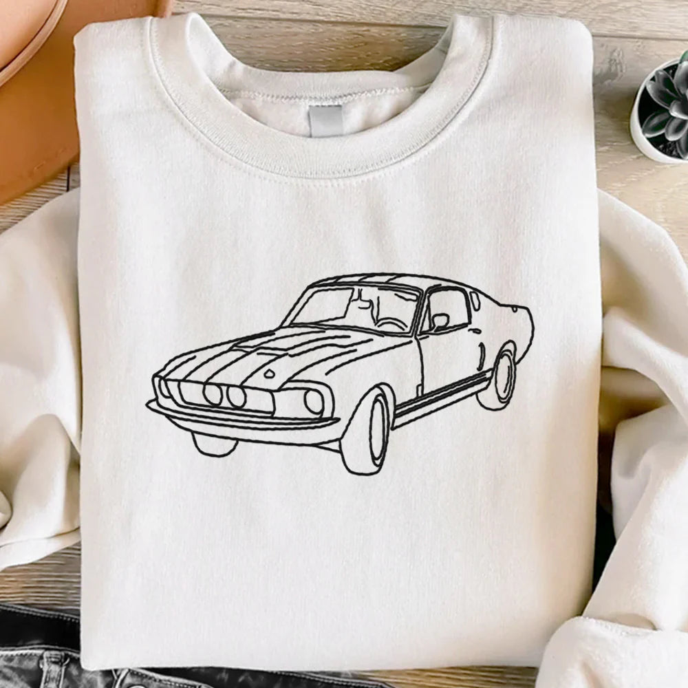 50% OFF👔Custom Car Line Drawing Sweatshirt For DAD