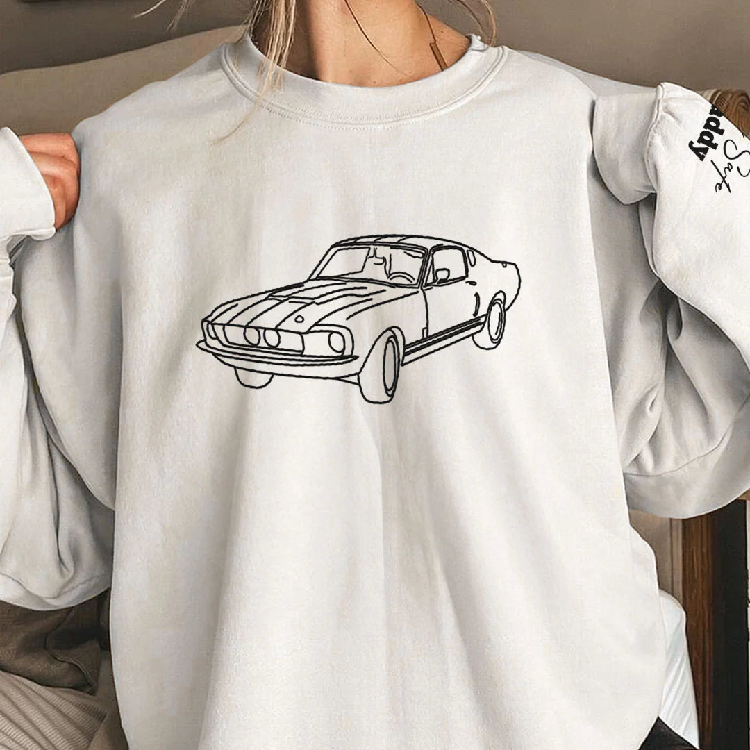 50% OFF👔Custom Car Line Drawing Sweatshirt For DAD