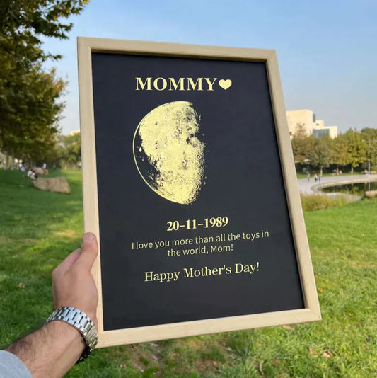 Custom Moon Phase Frame With Text & Date- Commemorative Gift