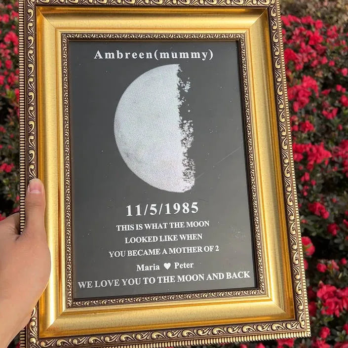 Custom Moon Phase Frame With Text & Date- Commemorative Gift