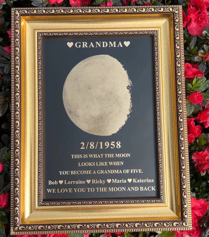 Custom Moon Phase Frame With Text & Date- Commemorative Gift