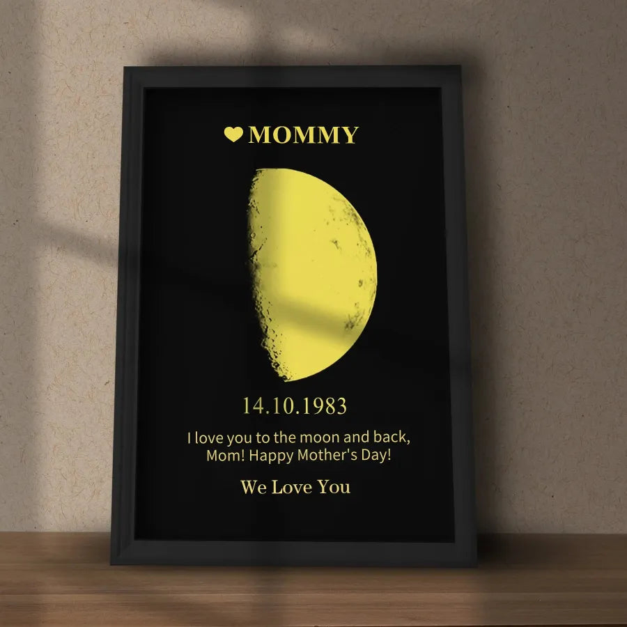 Custom Moon Phase Frame With Text & Date- Commemorative Gift