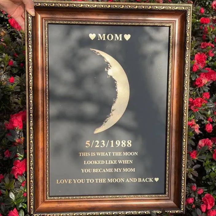 Custom Moon Phase Frame With Text & Date- Commemorative Gift