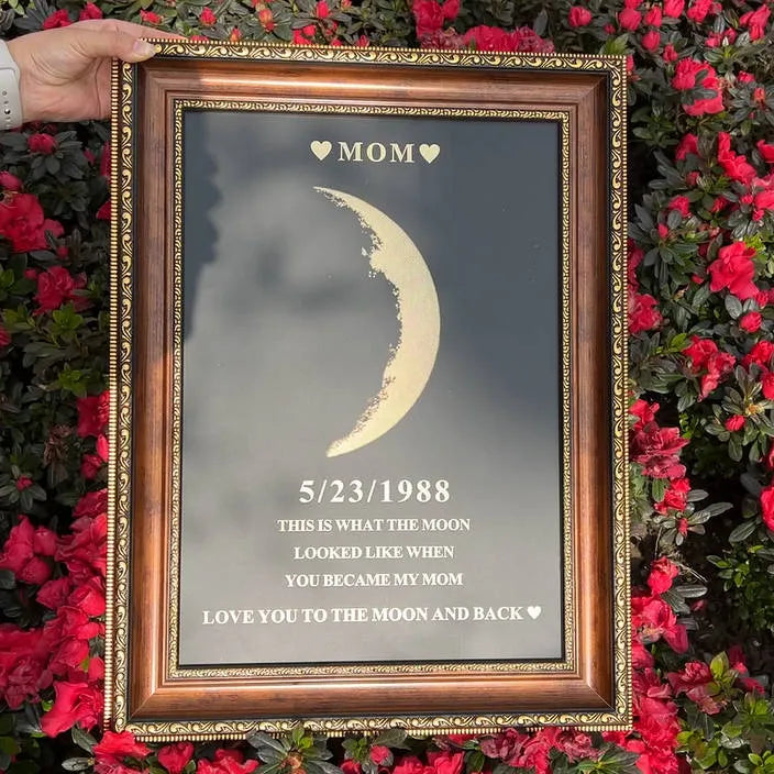 Custom Moon Phase Frame With Text & Date- Commemorative Gift