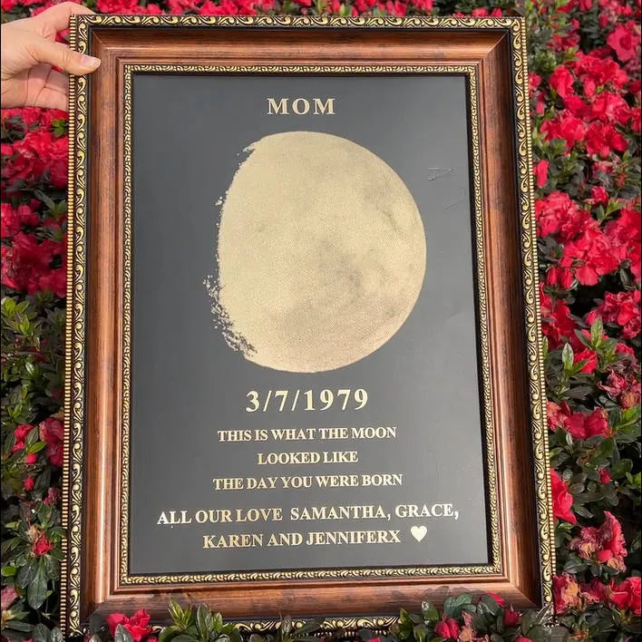 Custom Moon Phase Frame With Text & Date- Commemorative Gift