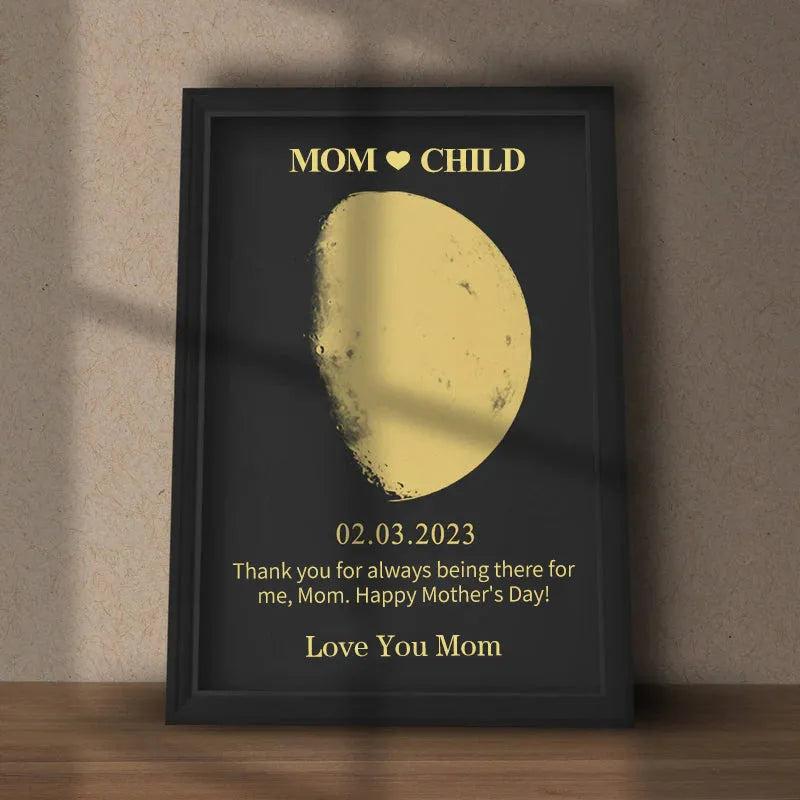 Custom Moon Phase Frame With Text & Date- Commemorative Gift