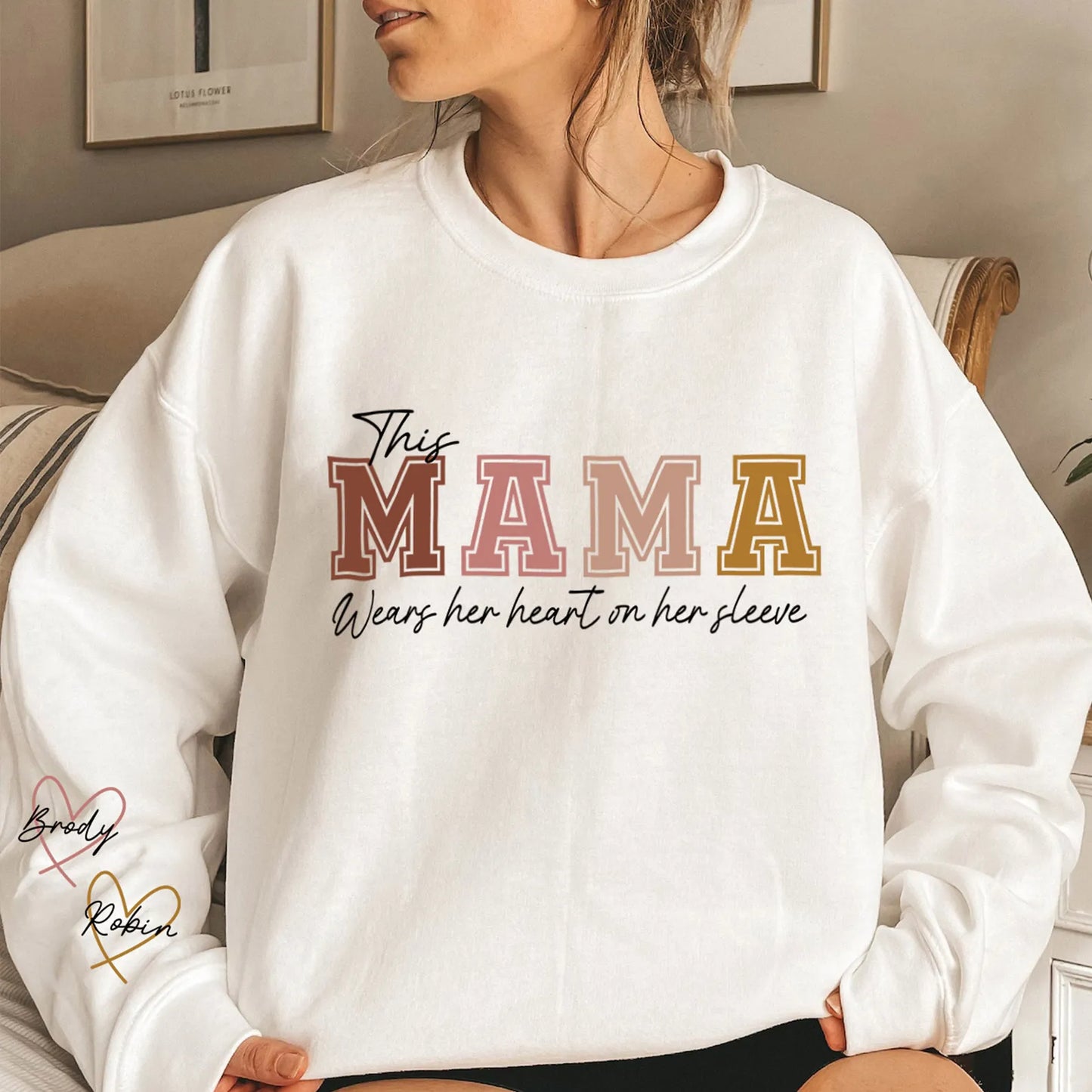 🔥Custom Wear Heart On Sleeve Sweatshirt For Mom And Grandma