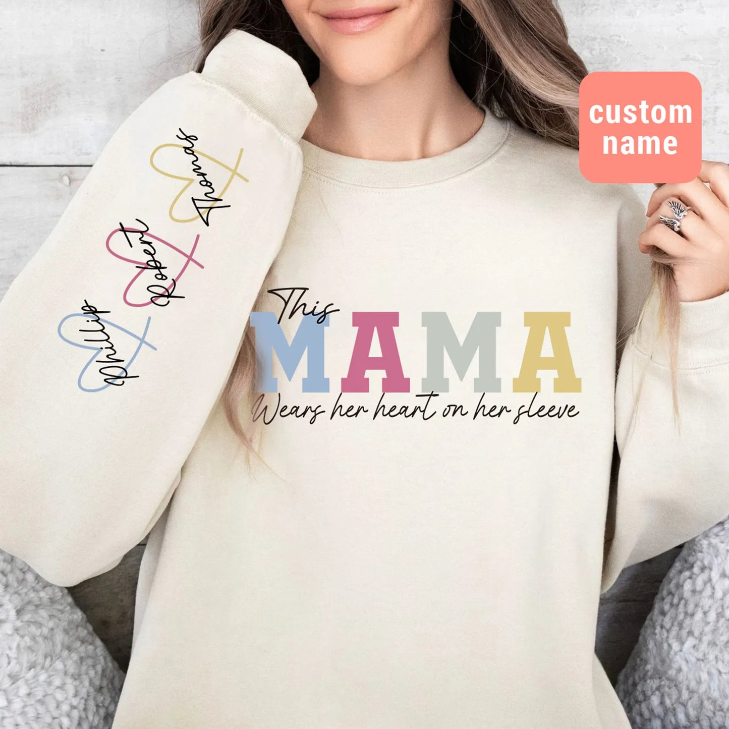 🔥Custom Wear Heart On Sleeve Sweatshirt For Mom And Grandma