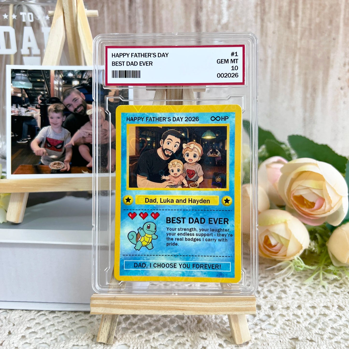 Custom Anime Photo "Best Dad Ever" Trading Card Pokecard
