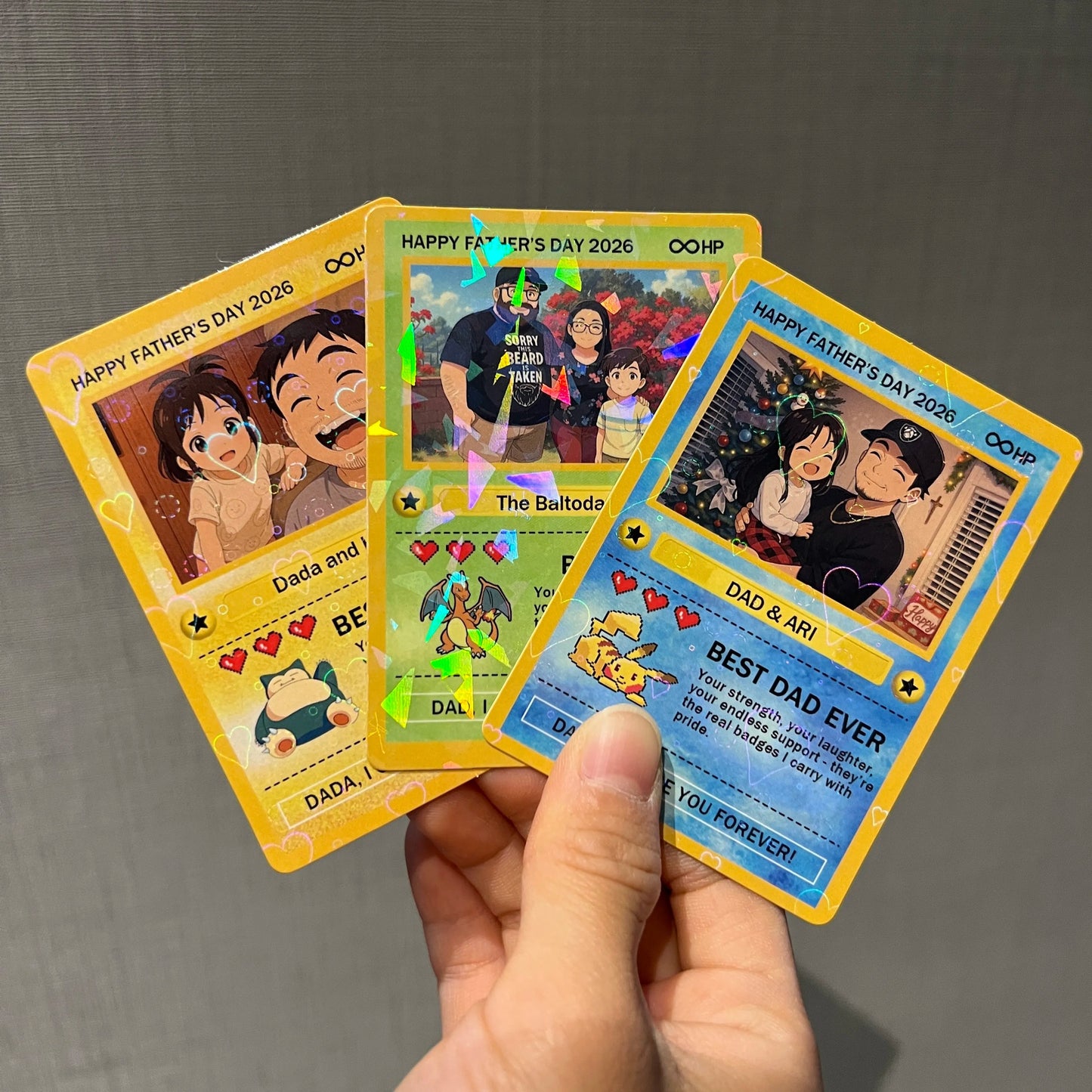 Custom Anime Photo "Best Dad Ever" Trading Card Pokecard