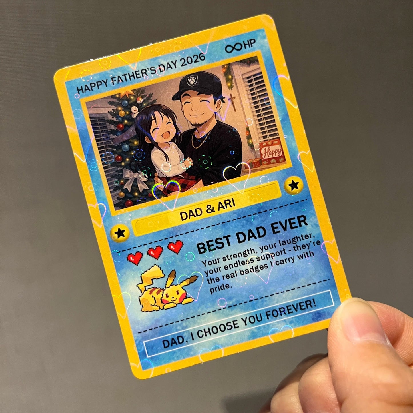 Custom Anime Photo "Best Dad Ever" Trading Card Pokecard