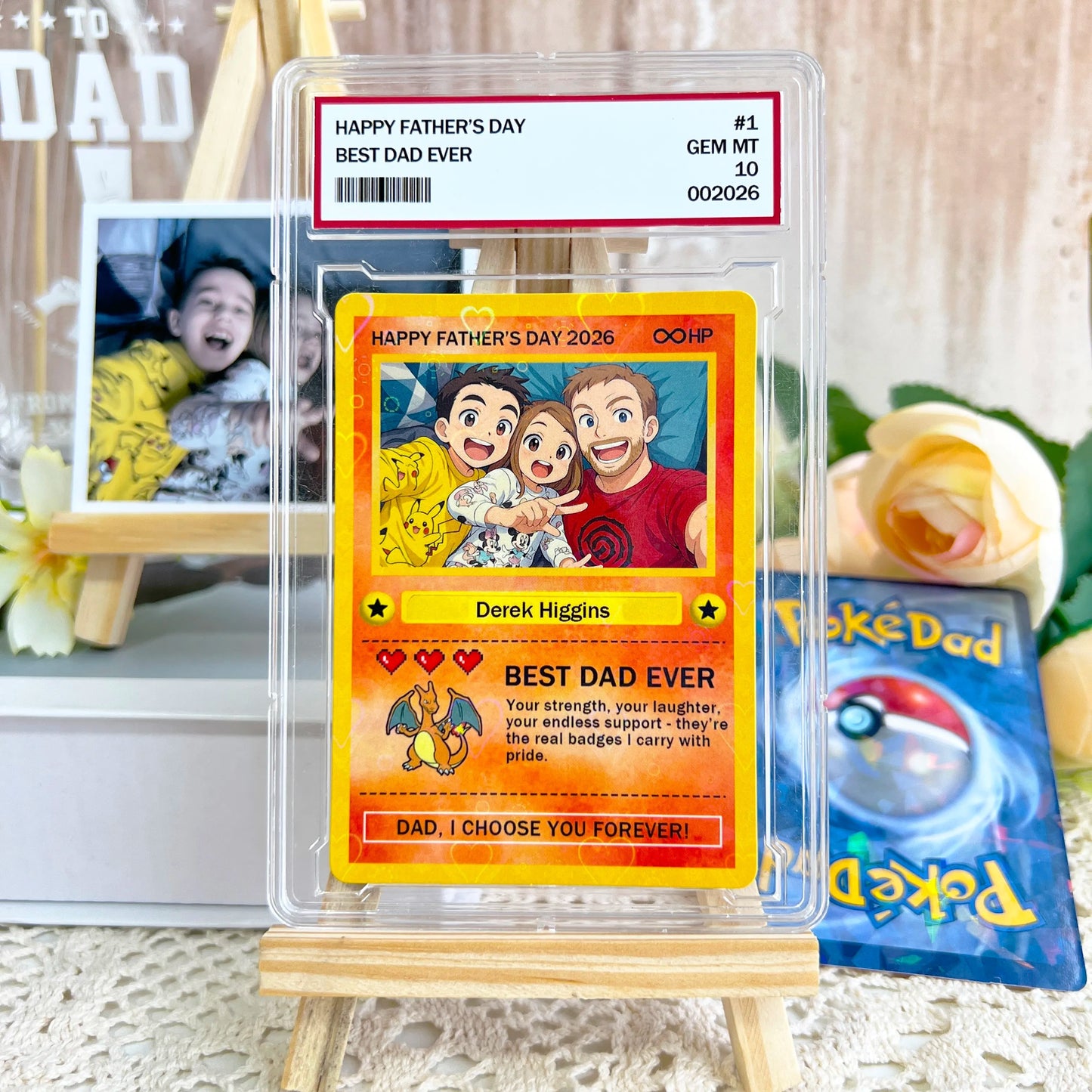 Custom Anime Photo "Best Dad Ever" Trading Card Pokecard