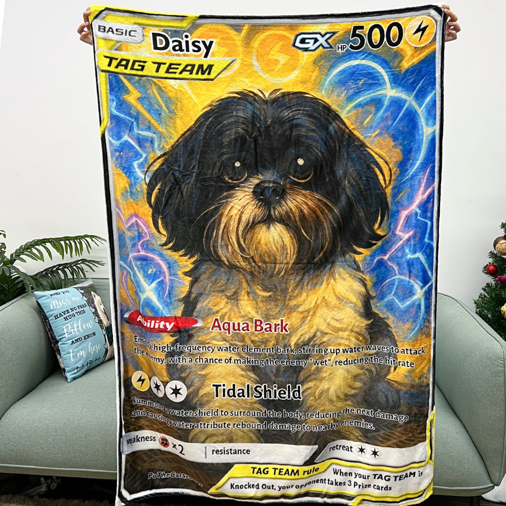 50% OFF🤩Personalized Pet Anime Art Blanket Trading Card Style