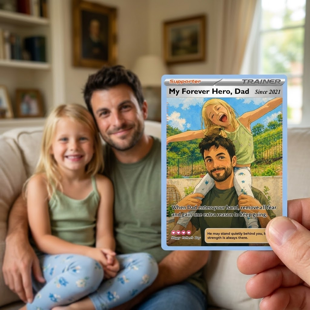 50% OFF🖤Personalized Dad Anime Supporter Trainer Card Pokecard, Father's Day