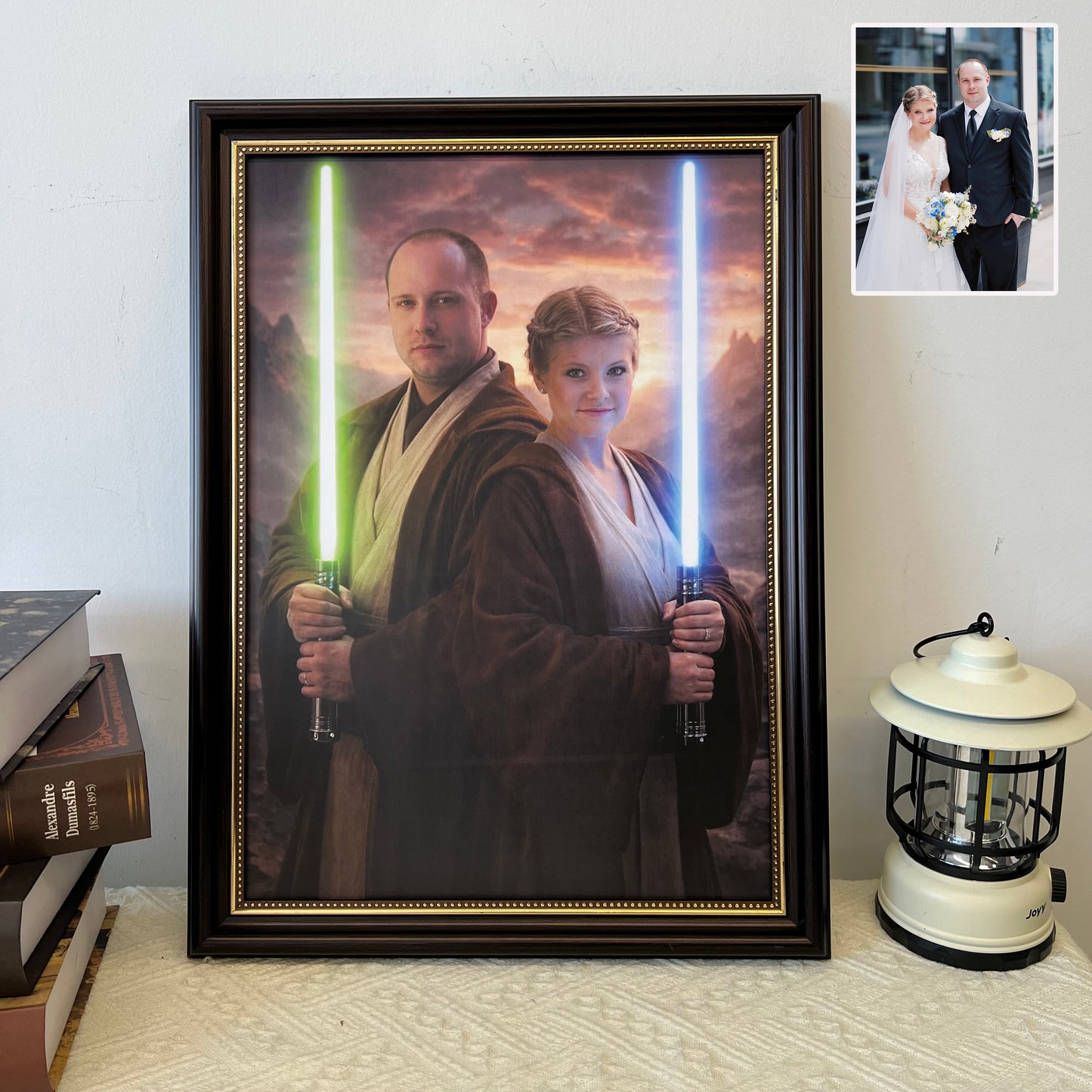 Custom Lightsaber Galactic Hero Couple Portrait Frame Gift🌍