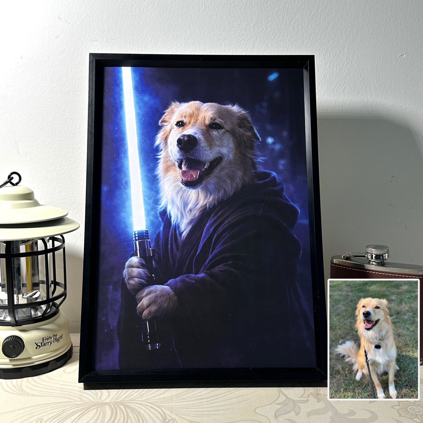 Custom Lightsaber Galactic Hero Pet Portrait Frame Gift🌍