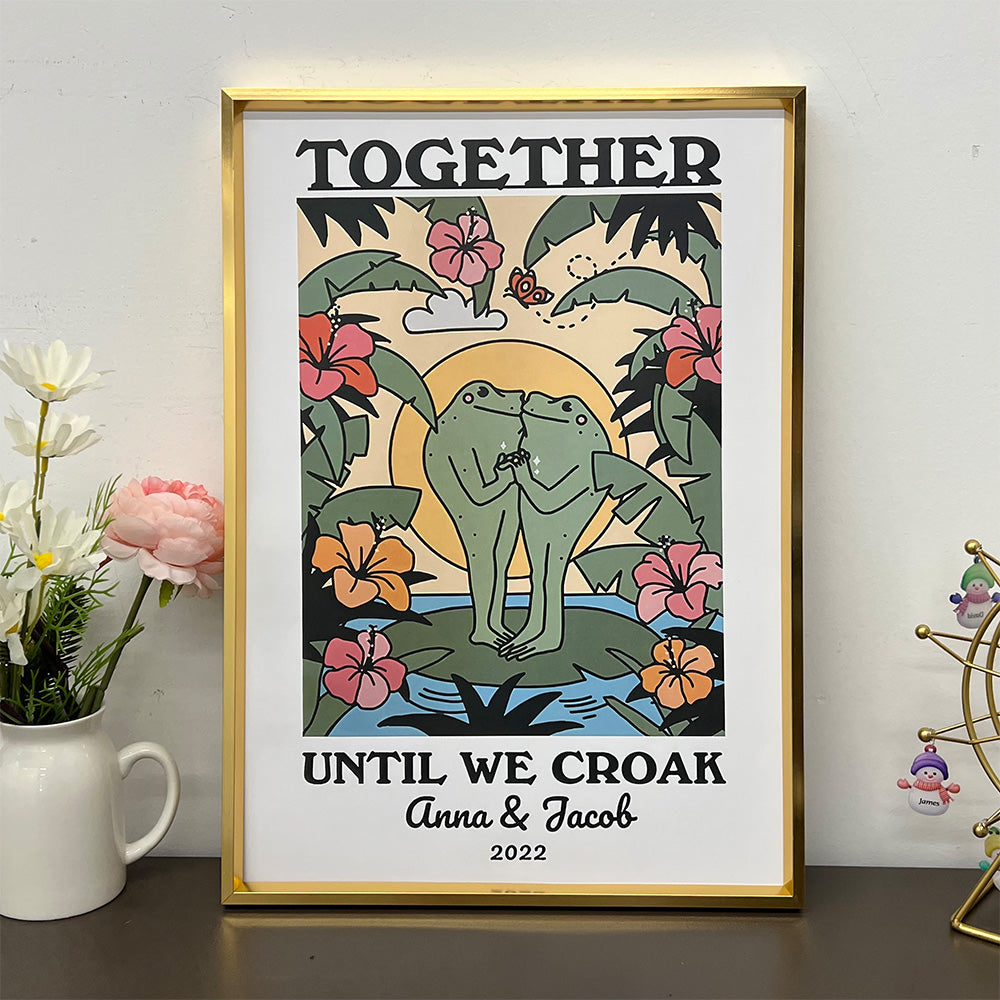 50%OFF⭐️Personalized Frog Illustration Print Frame Together Until We Croak Style 4