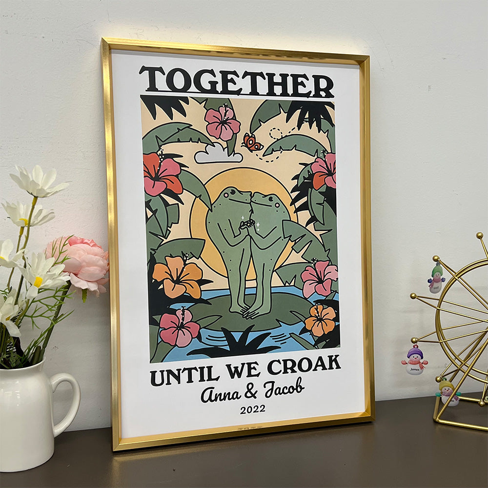 50%OFF⭐️Personalized Frog Illustration Print Frame Together Until We Croak Style 4