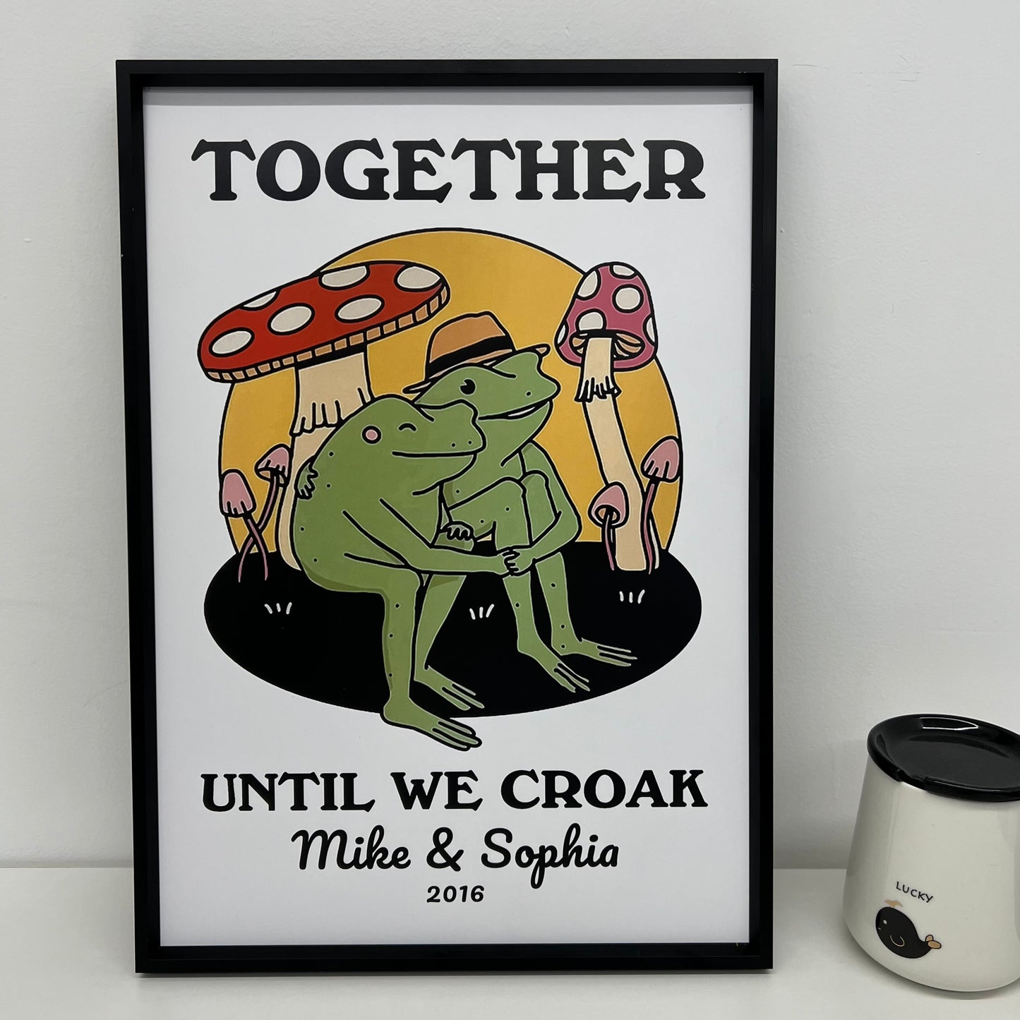 50%OFF⭐️Personalized Frog Illustration Print Frame Together Until We Croak Style 3