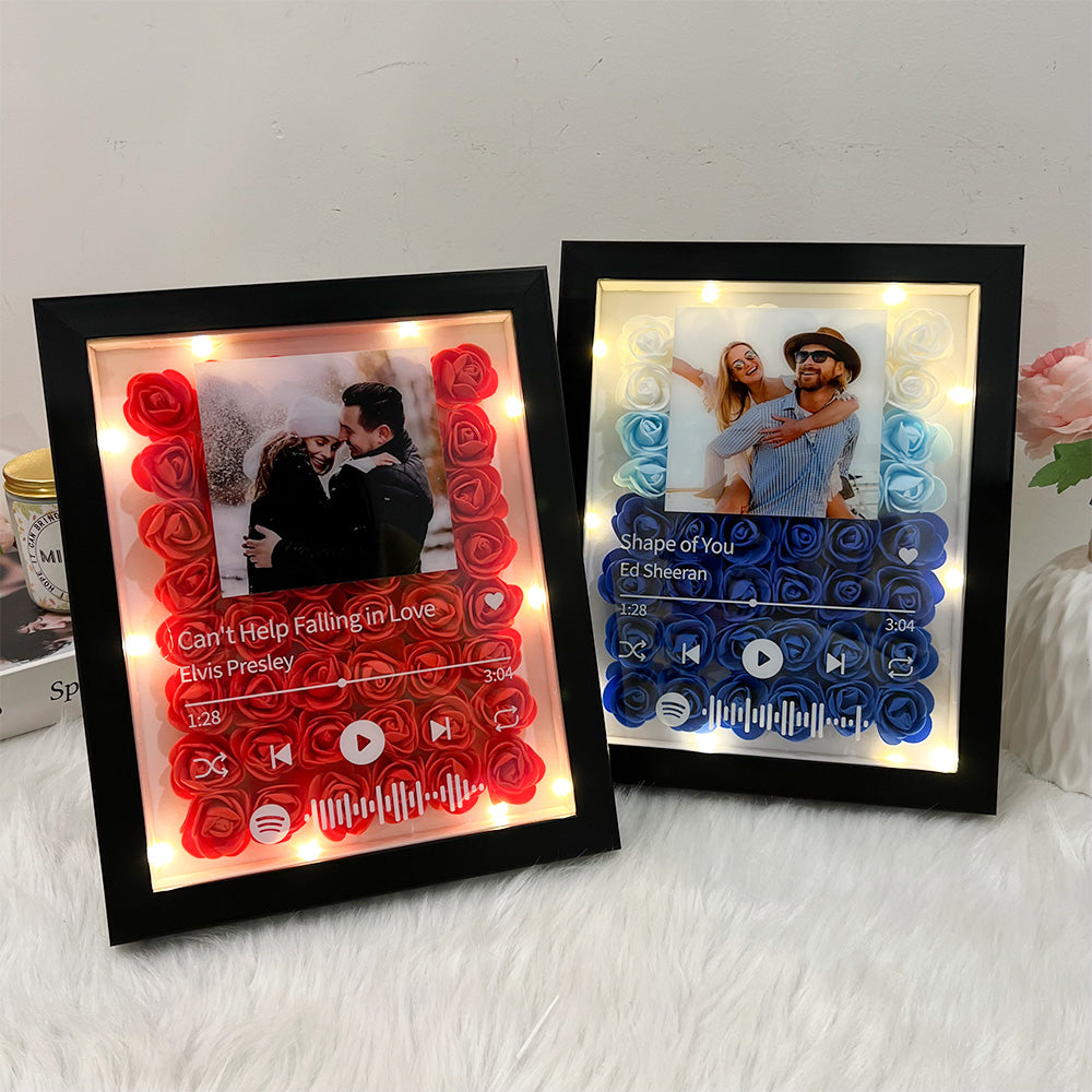 50%OFF⭐️Personalized Spotify Music Flower Shadow Box with Photo for Couples