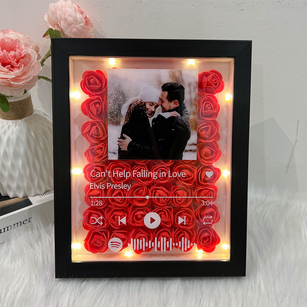 50%OFF⭐️Personalized Spotify Music Flower Shadow Box with Photo for Couples