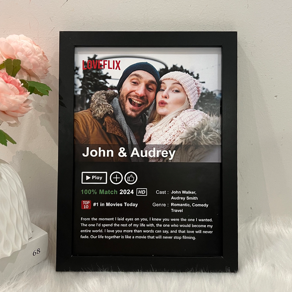 50%OFF⭐️Custom LOVEFLIX Movie Photo Frame with Your Love Story