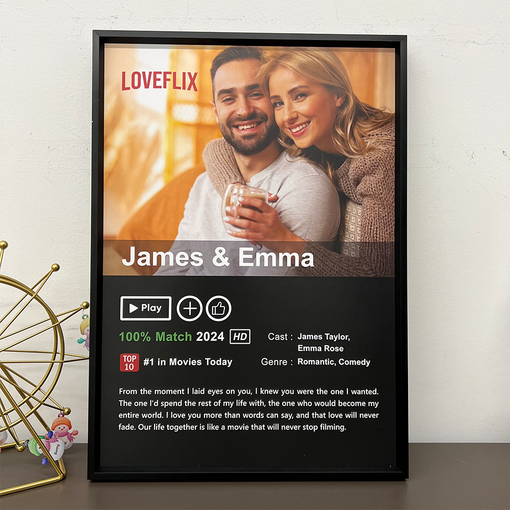 50%OFF⭐️Custom LOVEFLIX Movie Photo Frame with Your Love Story