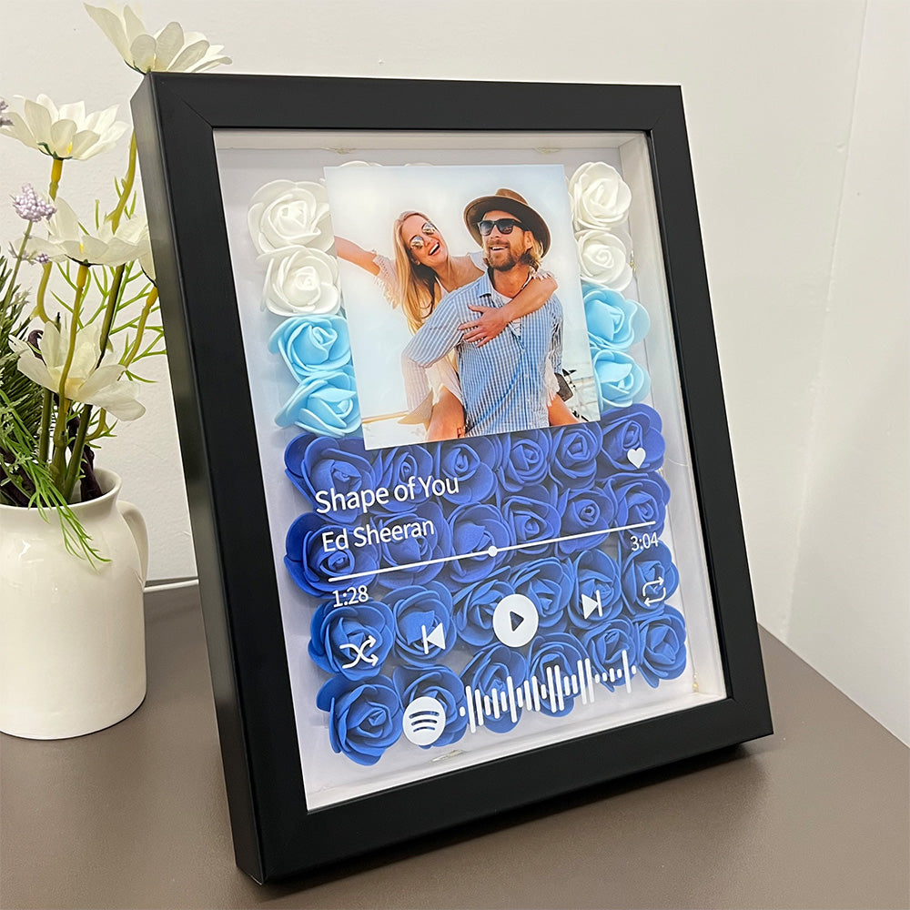 50%OFF⭐️Personalized Spotify Music Flower Shadow Box with Photo for Couples