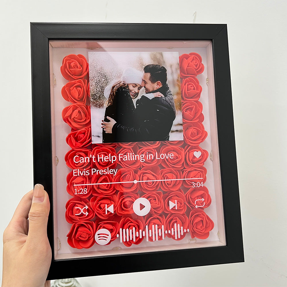 50%OFF⭐️Personalized Spotify Music Flower Shadow Box with Photo for Couples