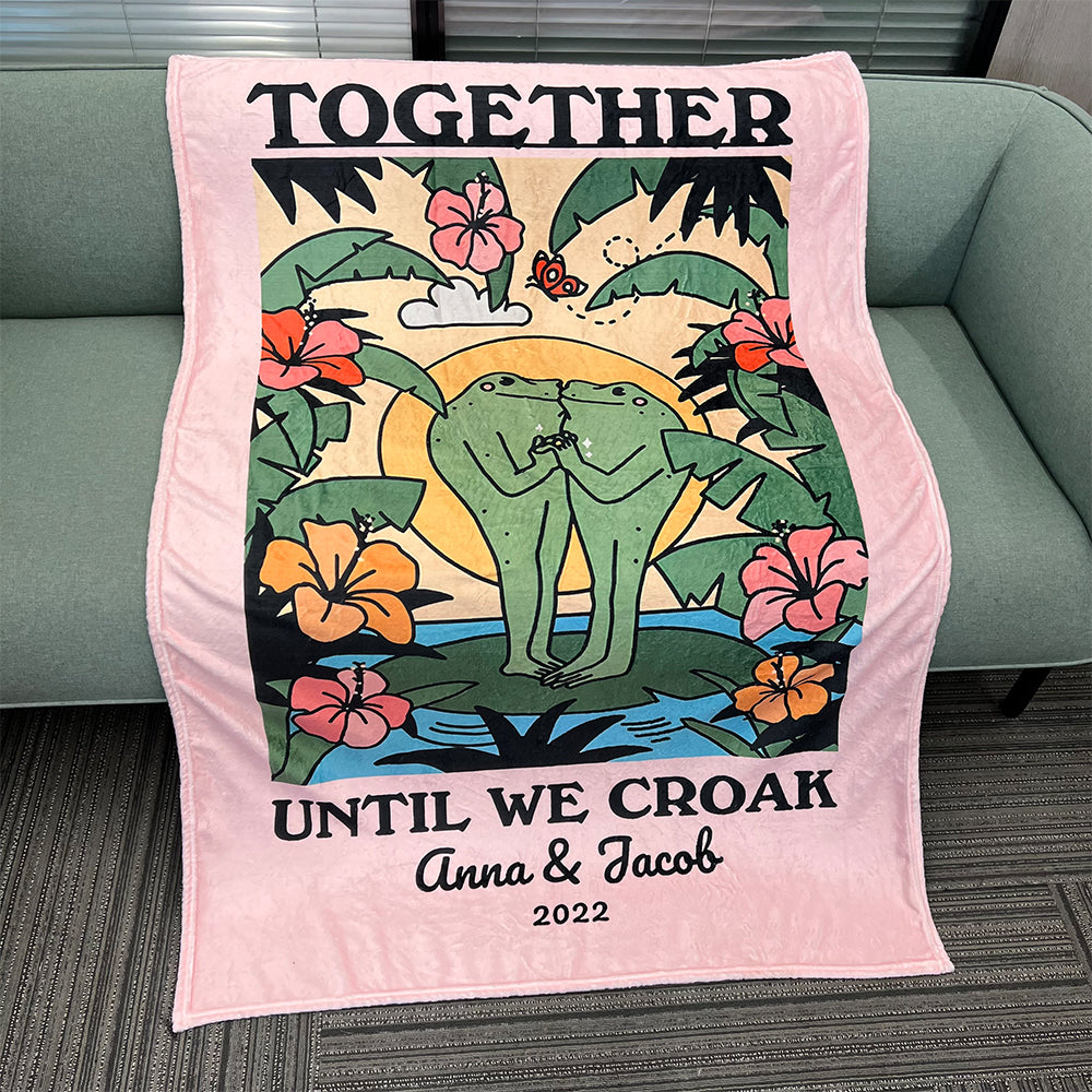 50%OFF⭐️Personalized Frog Illustration Blanket Together Until We Croak Style 4