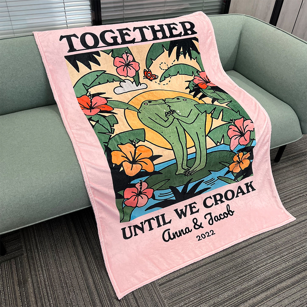50%OFF⭐️Personalized Frog Illustration Blanket Together Until We Croak Style 4