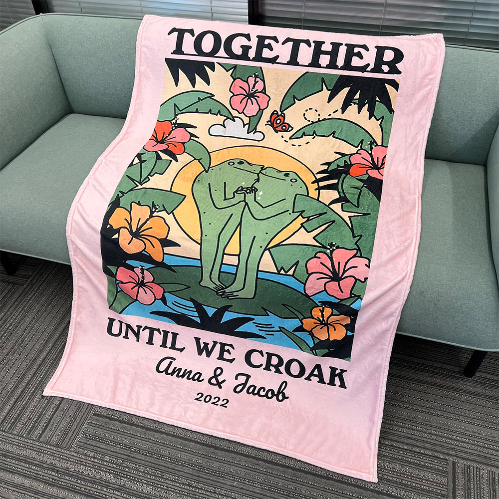 50%OFF⭐️Personalized Frog Illustration Blanket Together Until We Croak Style 4