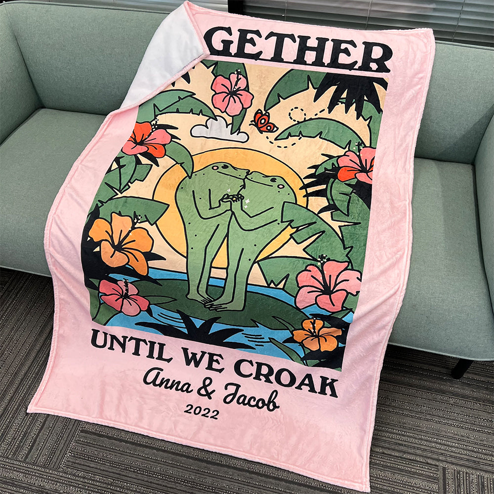 50%OFF⭐️Personalized Frog Illustration Blanket Together Until We Croak Style 4