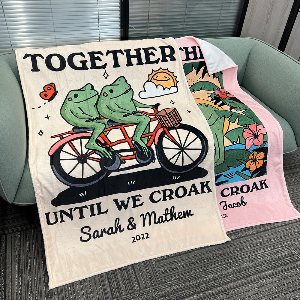 50%OFF⭐️Personalized Frog Illustration Blanket Together Until We Croak Style 4