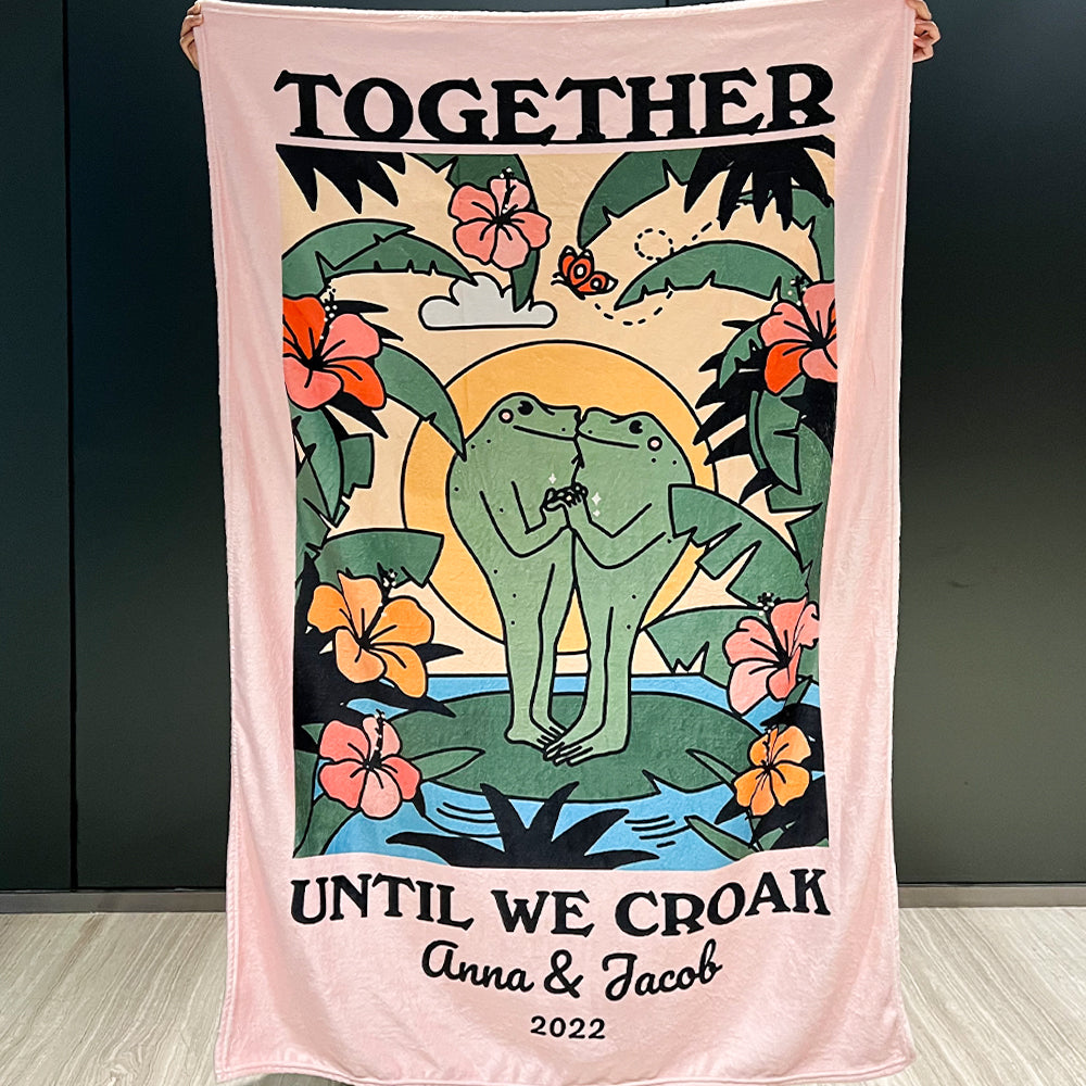 50%OFF⭐️Personalized Frog Illustration Blanket Together Until We Croak Style 4