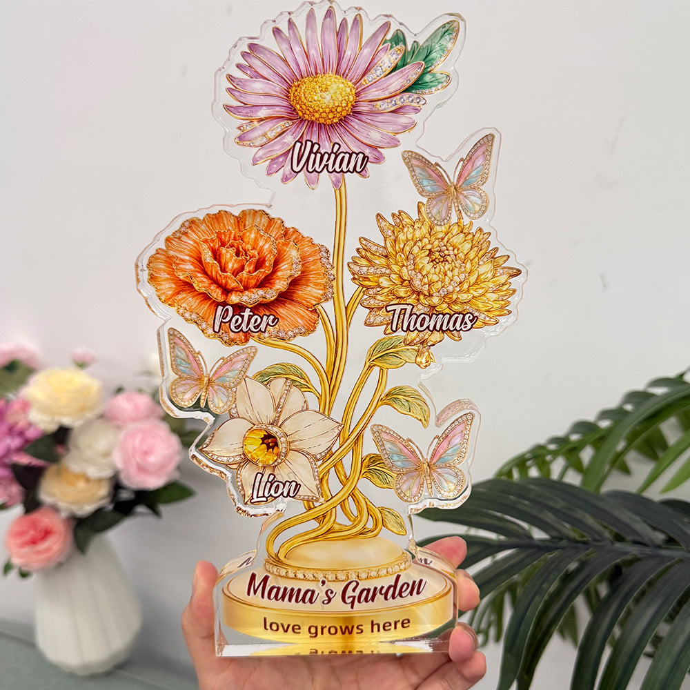 50%OFF⭐️Personalized Mom's Garden Birth Month Diamond Flower Acrylic Block Plaque