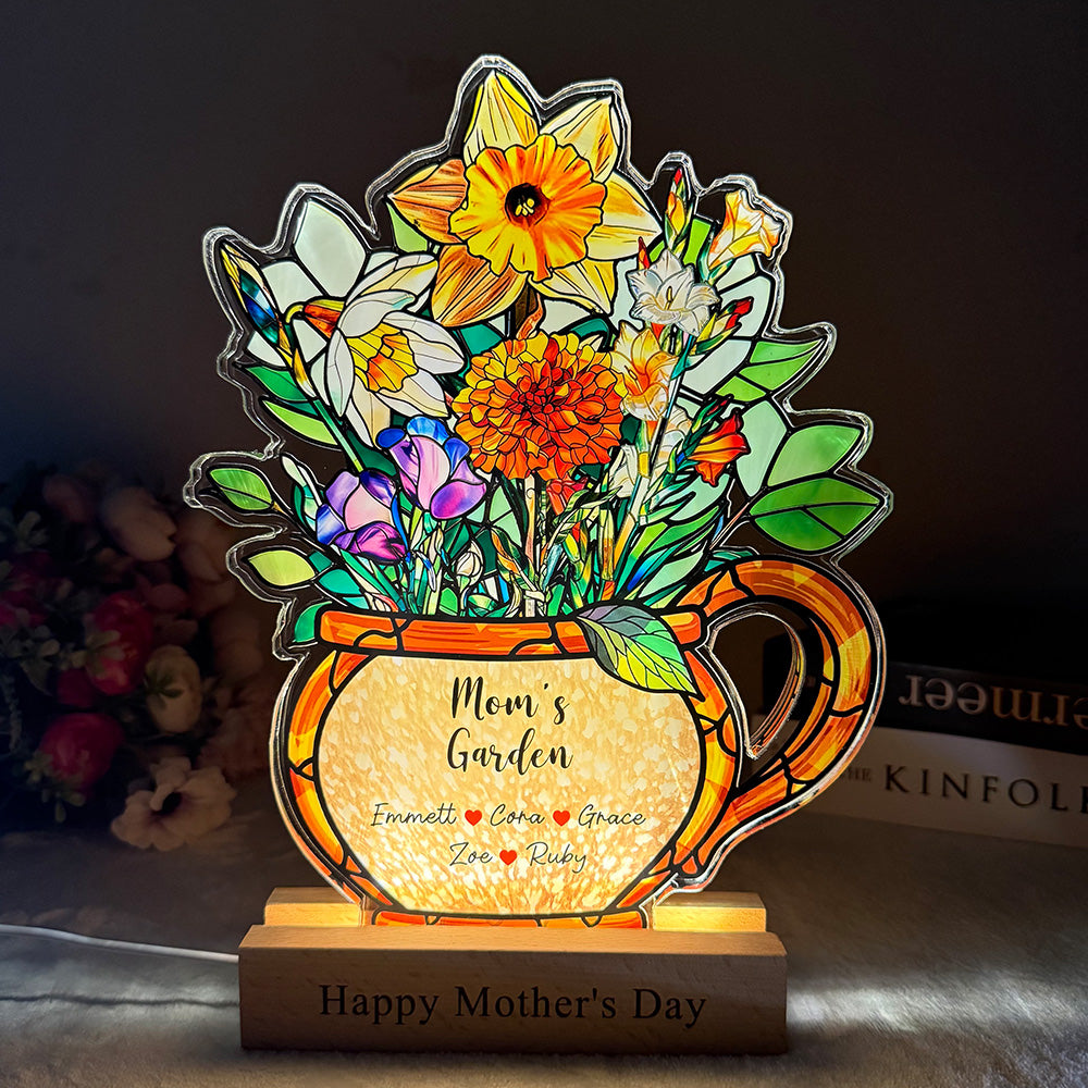 50%OFF💐Mom's Garden Birth Month Flower With Names Acrylic Block Plaque